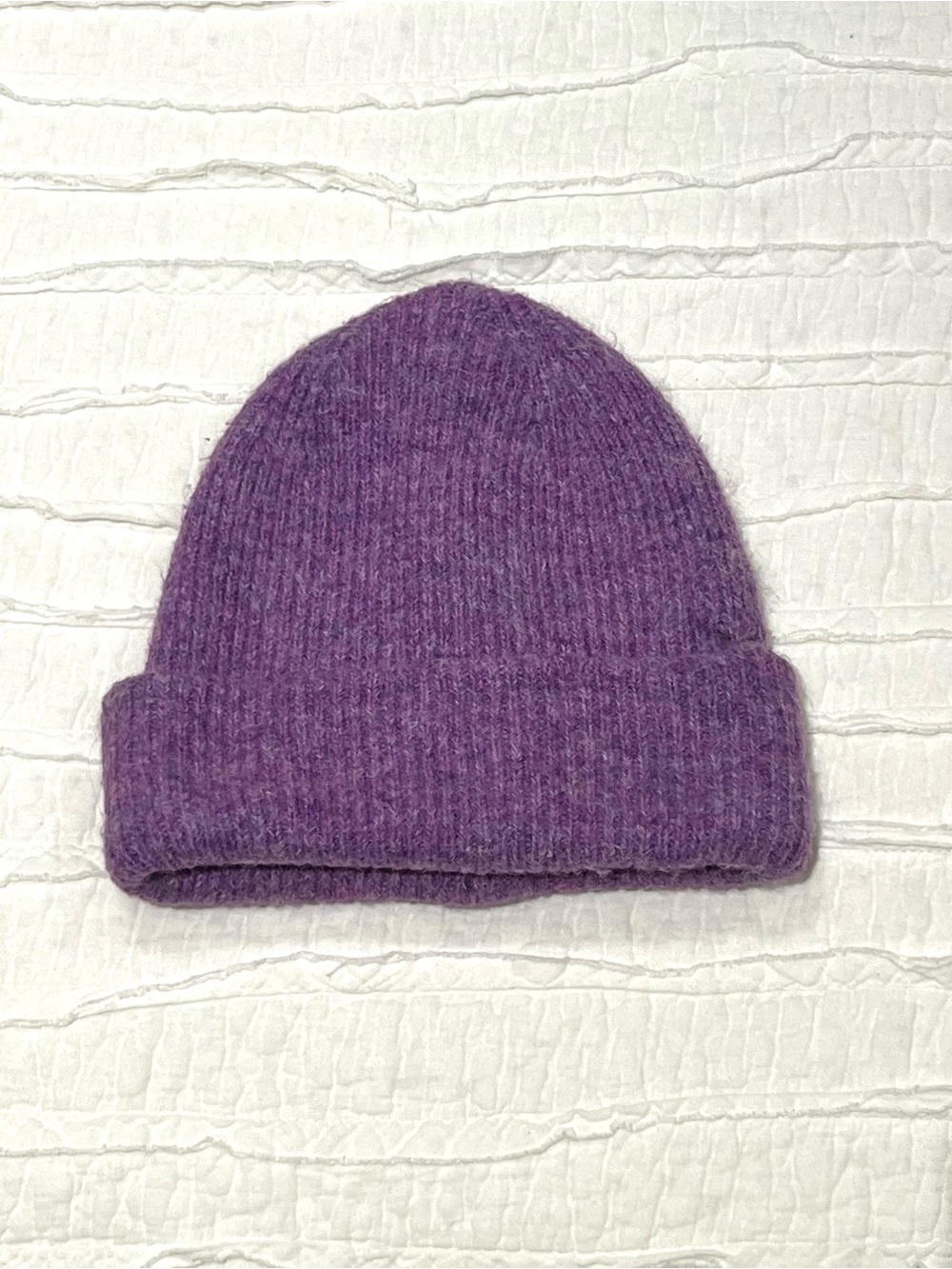 Zara Purple Ribbed Fold-Over Knit Beanie
